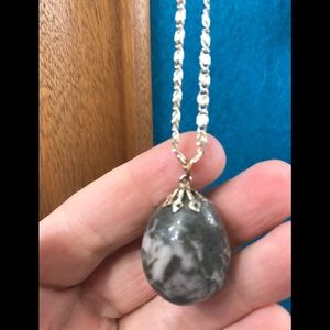 Mounted jasper  stone on pendant on chain